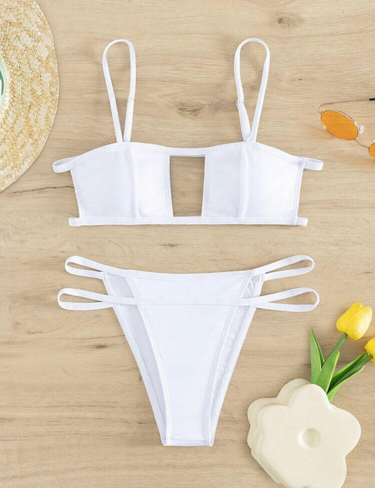 Bikini blanco con aberturas 2 pzs